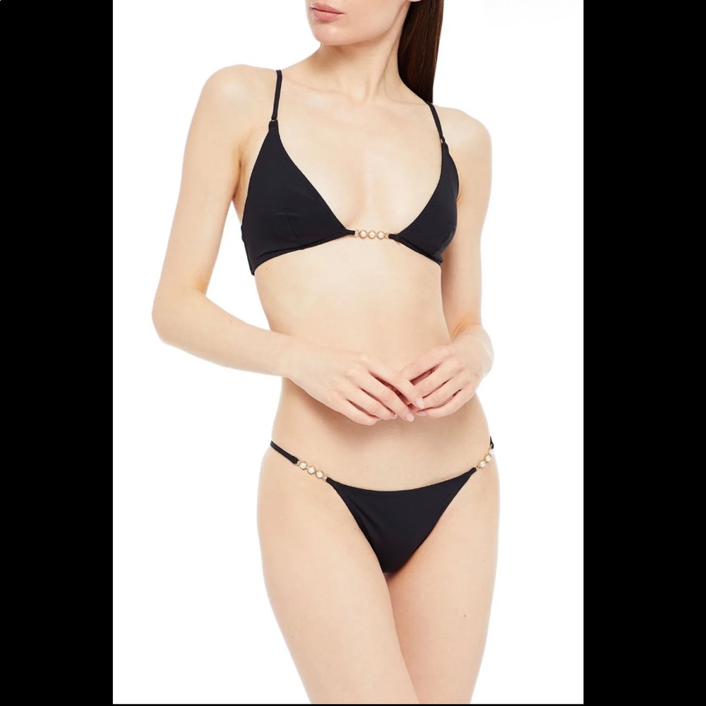 NWT Stella McCartney Black Pearl Embellishment Bikini Top and Bottom